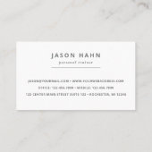 grijze foto van persoonlijke trainer visitekaartje (Achterkant)