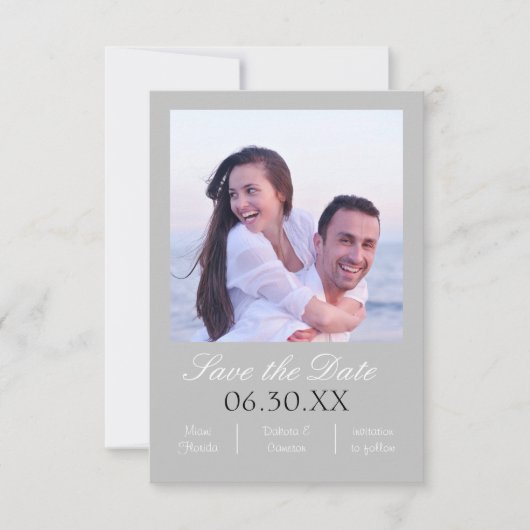 Grijze foto verticaal - 3x5 Save the Date (Voorkant)