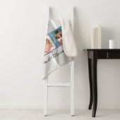 Grijze fotocollage familie gestript sherpa deken (In situ)