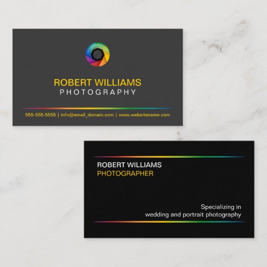 Grijze fotograaf visitekaartje (Voorkant / Achterkant)