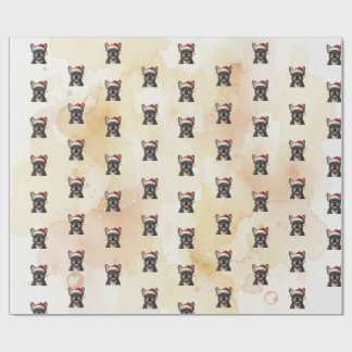 Grijze Franse Bulldog in Santa-hoed Cadeaupapier