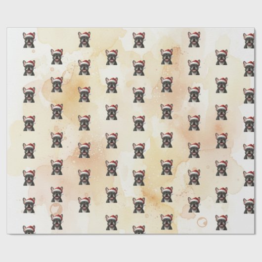 Grijze Franse Bulldog in Santa-hoed Cadeaupapier (Vlak)