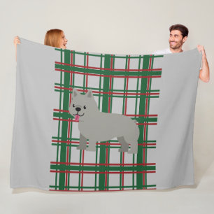 Grijze Franse Bulldog, Kerst Geruit Fleece Deken
