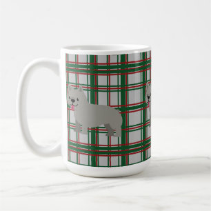 Grijze Franse Bulldog, Kerst Geruit Koffiemok