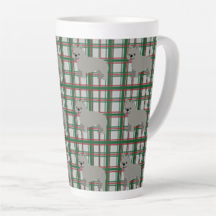 Grijze Franse Bulldog, Kerst Plaid Latte Mok