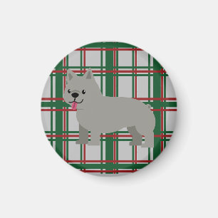 Grijze Franse Bulldog, Kerst Plaid Magneet