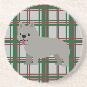Grijze Franse Bulldog, Kerst Plaid Zandsteen Onderzetter