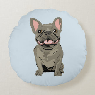 Grijze Franse Bulldog Rond Kussen