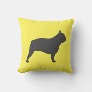 Grijze Franse Bulldog Silhouette Frenchie Dog Yell Kussen