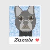 Grijze Franse Bulldog, waterverf blauw Sticker (Vel)