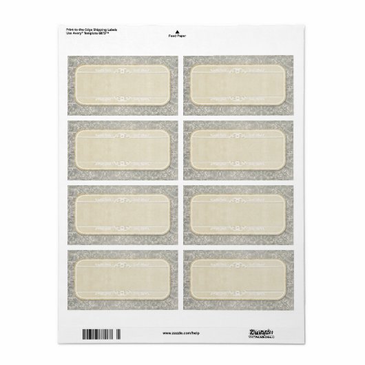 Grijze  Franse Regency Lace Weddings Etiket (Full Sheet)