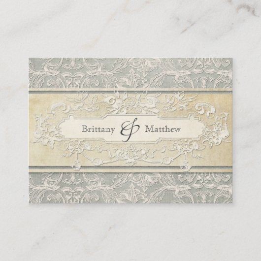 Grijze  Franse Regency Lace Weddings Informatiekaartje (Voorkant)