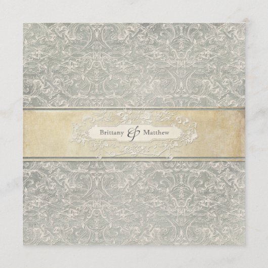 Grijze Franse Regency Lace Weddings Menu (Achterkant)