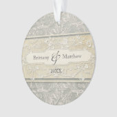 Grijze  Franse Regency Lace Weddings Ornament (voorkant)