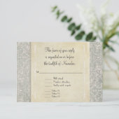 Grijze Franse Regency Lace Weddings RSVP Kaartje (Staand voorkant)