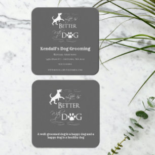 Grijze Funny Quote Dog Grooming Square Visitekaart Vierkante Visitekaartje