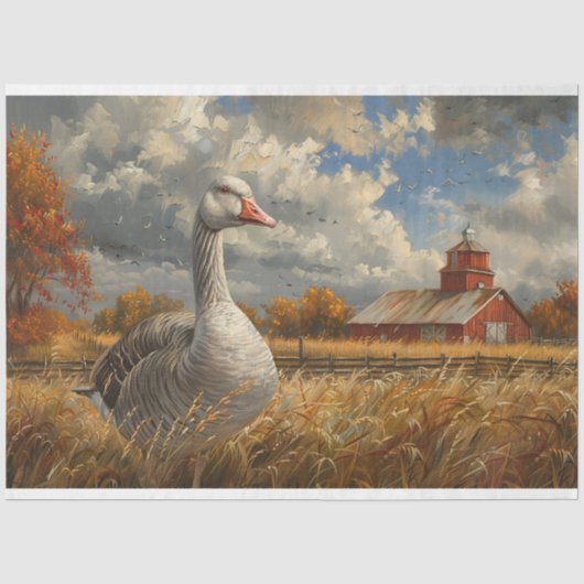 Grijze Gans Boerderij Kunstwerk Decoupage Tissuepapier (Voorkant)