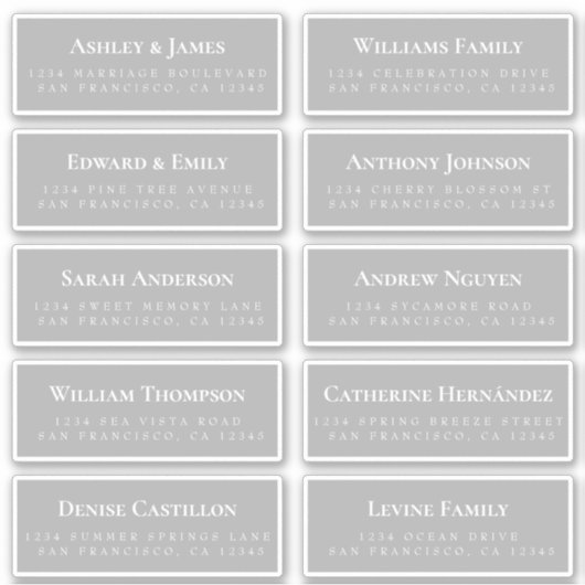 Grijze Gast Adresetiketten BESTEL 6" of 8"! Sticker (Voorkant)