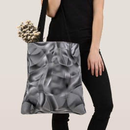 Grijze gebogen vormen, met lichtgevende tinten tote bag