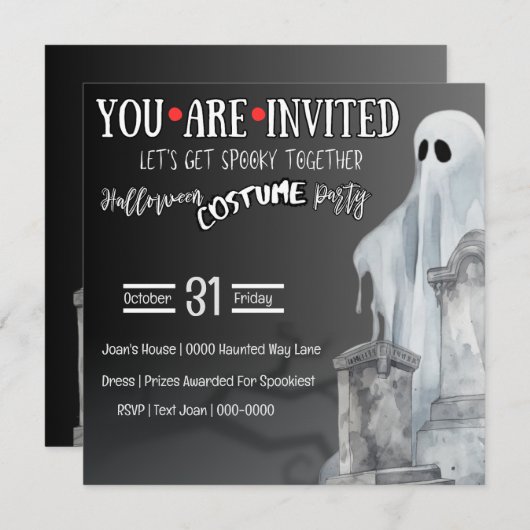 Grijze geest in begraafplaats en grafstenen kaart (Voorkant / Achterkant)