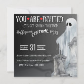 Grijze geest in begraafplaats en grafstenen kaart (Voorkant)