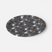 Grijze Geesten Schedels Ravens Katten Halloween Pa Papieren Bordje (Gekanteld)