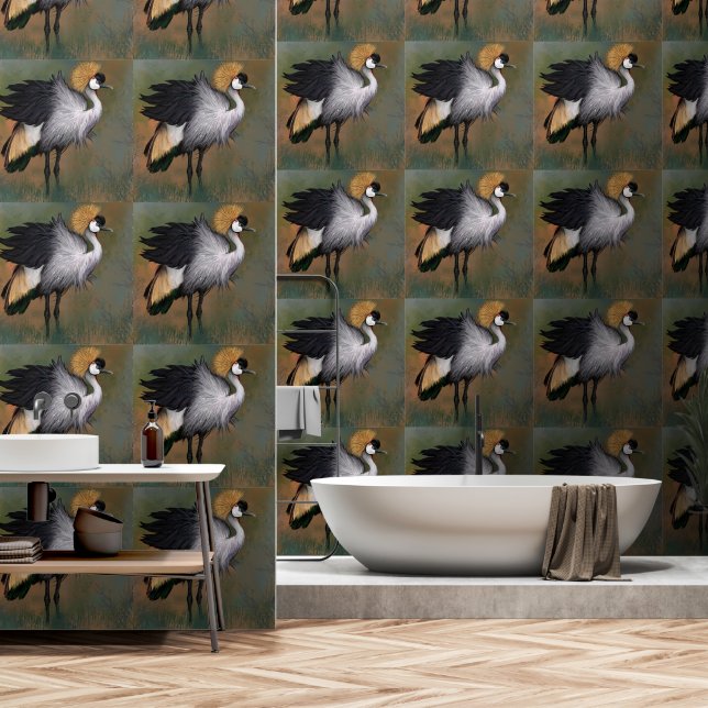 Grijze gekroonde kraan behang (Badkamer)