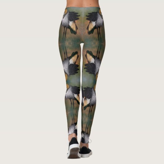 Grijze gekroonde kraan Leggings (Achterkant)