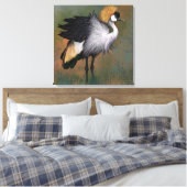 Grijze gekroonde kraan vogel canvas Print (Insitu (Slaapkamer))