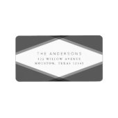 Grijze gelaagde geometrische retouradreslabel etiket (Voorkant)