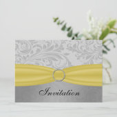 Grijze Gele FAUX-lintdiamantsluiting Weddenschap Kaart (Staand voorkant)
