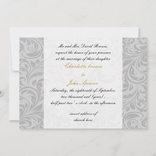 Grijze Gele FAUX-lintdiamantsluiting Weddenschap Kaart (Achterkant)