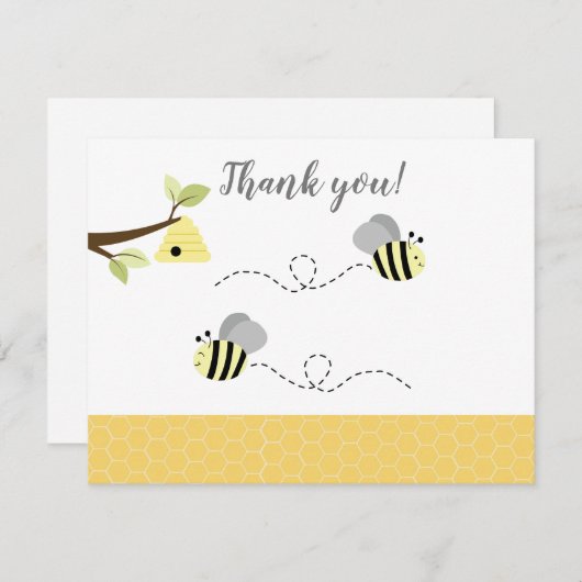 Grijze Gele Hommel Dankkaart Kaart (Voorkant / Achterkant)