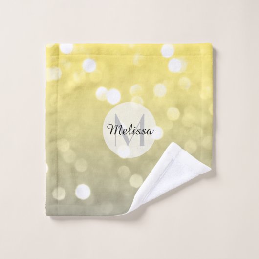 Grijze gele lichtdoorn abstract Monogram Bad Handdoek (Wasdoekje)