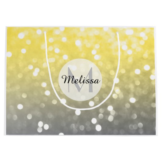 Grijze gele lichtdoorn abstract Monogram Groot Cadeauzakje (Voorkant)