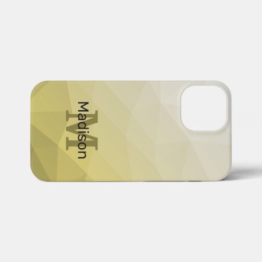 Grijze Gele Mesh Pattern Monogram iPhone Hoesje (Achterkant horizontaal)