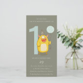 Grijze Gele Monster elke zondag uitnodigen Bedankkaart (Staand voorkant)