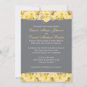 Grijze, gele rozen bruiloft uitnodiging 2 (Achterkant)