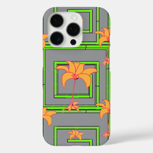 Grijze Geo Bloemmotief Case-Mate iPhone Case (Achterkant)