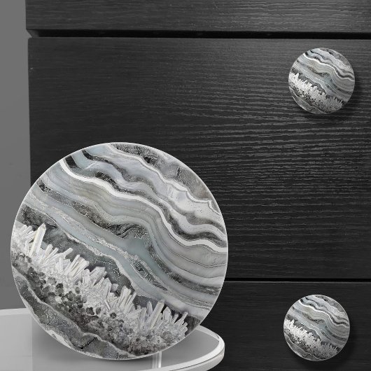 Grijze Geode Kristal Keramische Knop