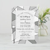 Grijze Geometric Wedding-uitnodigingen Kaart (Staand voorkant)