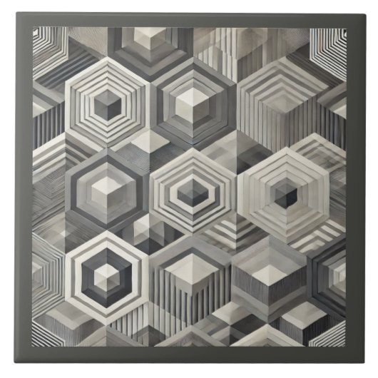 Grijze Geometrie Tegeltje (Voorkant)