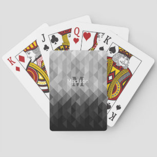 Grijze geometrische driehoeksvierkanten ombre Mono Pokerkaarten