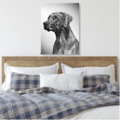Grijze geometrische hond canvas afdruk (Insitu (Slaapkamer))