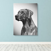 Grijze geometrische hond canvas afdruk (Insitu (Houten vloer))
