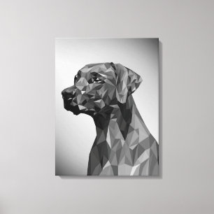Grijze geometrische hond canvas afdruk