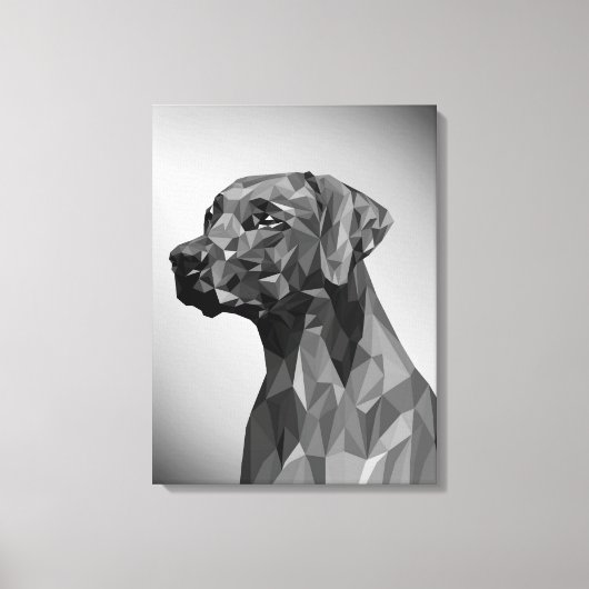 Grijze geometrische hond canvas afdruk (Voorkant)
