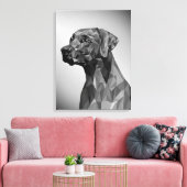 Grijze geometrische hond canvas afdruk (Insitu (Woonkamer))