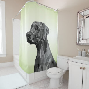 Grijze geometrische hond Groen Douchegordijn