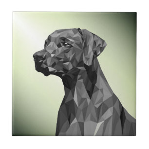 Grijze geometrische hond groen tegeltje
